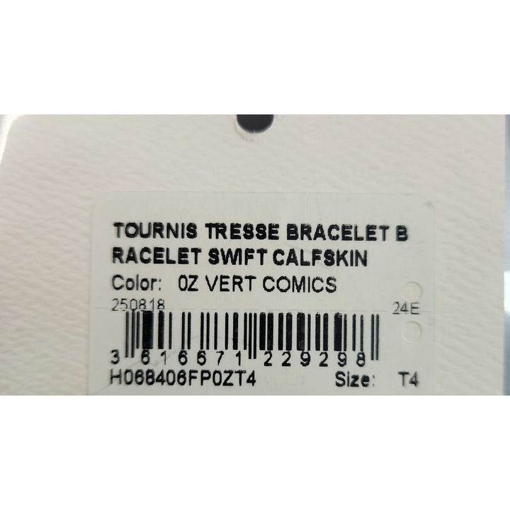 New Hermes Green Tournis Tresse Bracelet Swift Calfskin Authentic T4