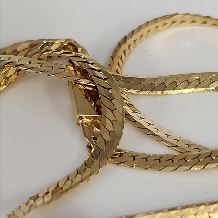 14K Yellow Gold Herringbone necklace 21" solid gold chain