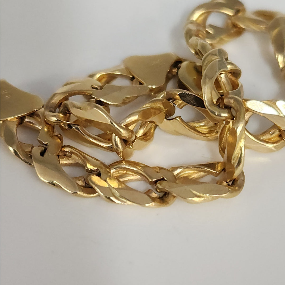 14k Yellow Gold Diamond Cut Cuban Link Bracelet 8"