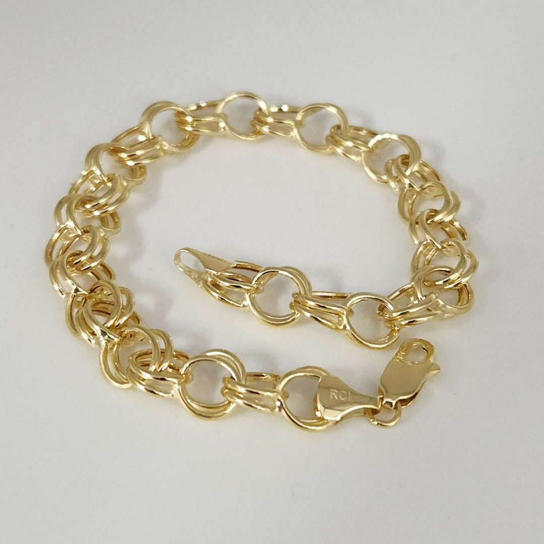 14k Yellow Gold Double Row Chain Link Bracelet 7.2"