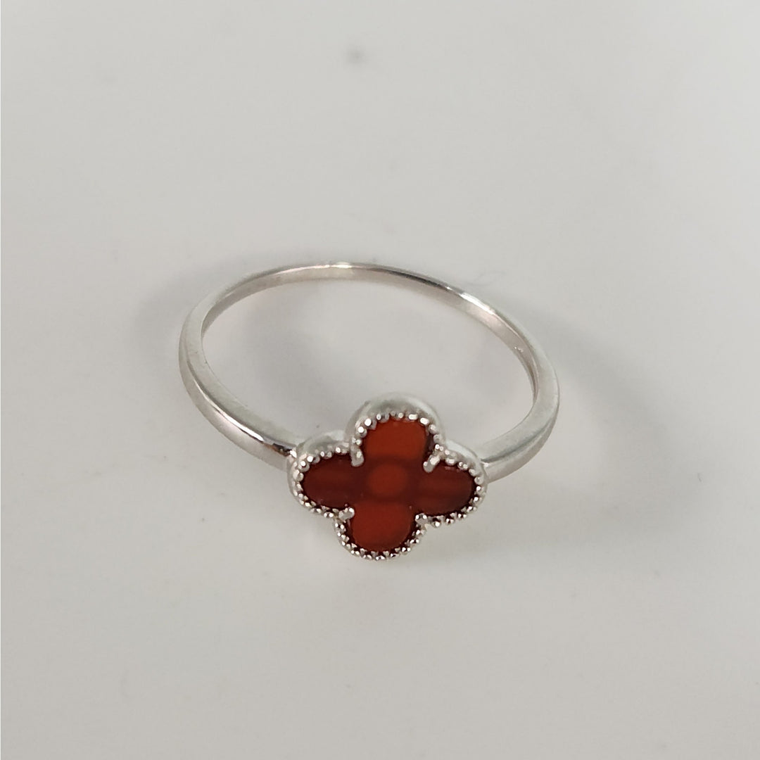 925 Sterling Silver Triple Layer Clover Ring set size 6