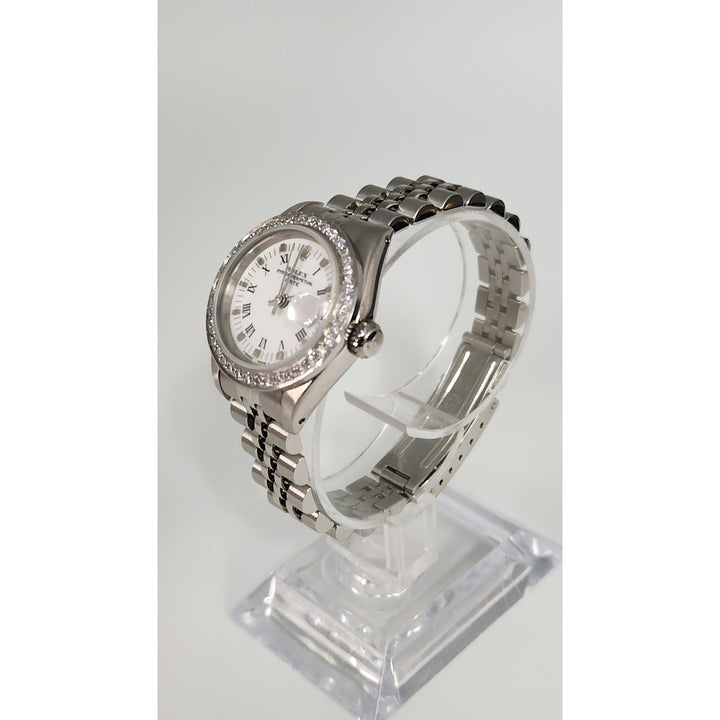 Rolex 26MM Watch Oyster Perpetual Date M:69160 Aftermarket Lab Diamonds Bezel