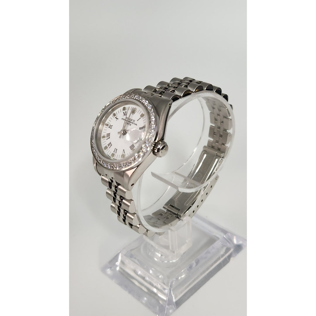 Rolex 26MM Watch Oyster Perpetual Date 69160 Aftermarket Lab Diamonds Bezel