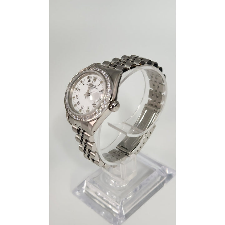 Rolex 26MM Watch Oyster Perpetual Date 69160 Aftermarket Lab Diamonds Bezel