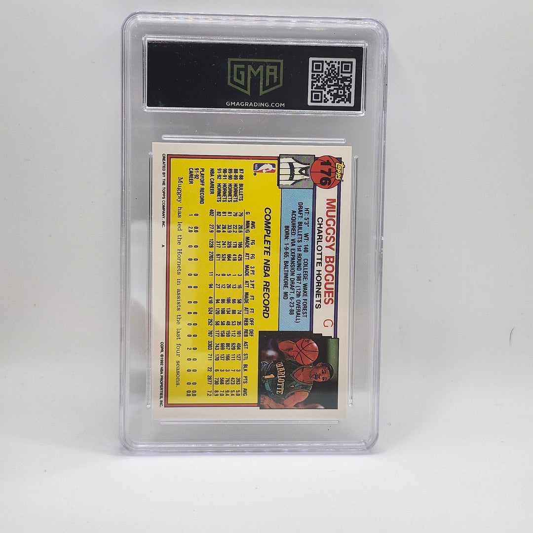 1992 Topps Muggsy Bogues #176 Charlotte Hornets - GMA 9 Mint Graded Card