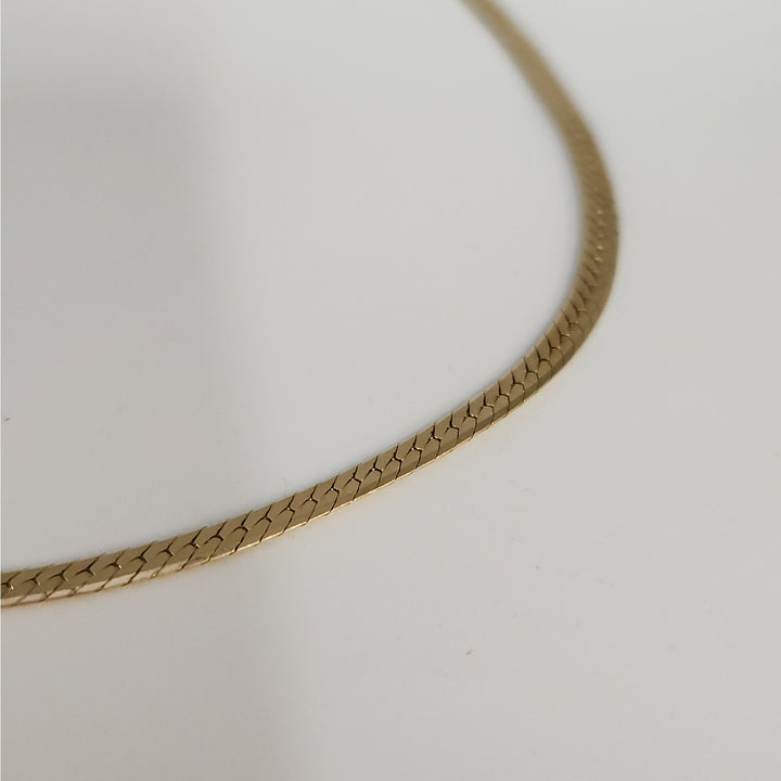 14K Yellow Gold Herringbone necklace 21" solid gold chain