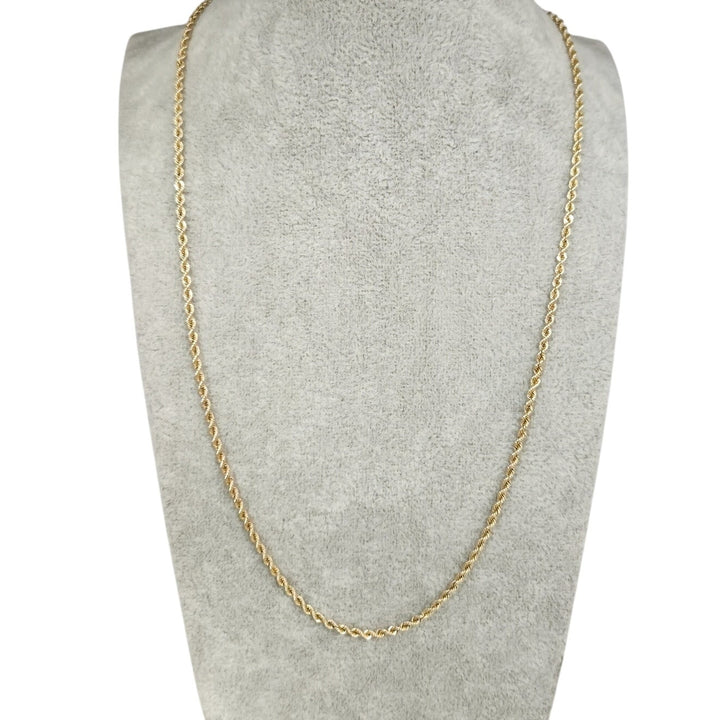 14k Yellow Gold Rope Chain Necklace 20-in Classic Twist Link, Secure Barrel Clasp