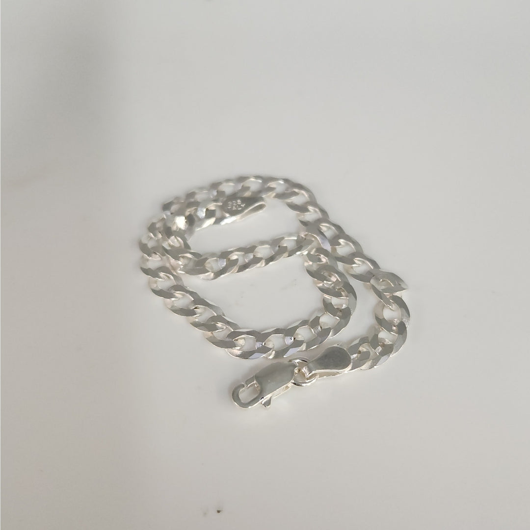Elegant 925 sterling silver curb Cuban bracelet 8"