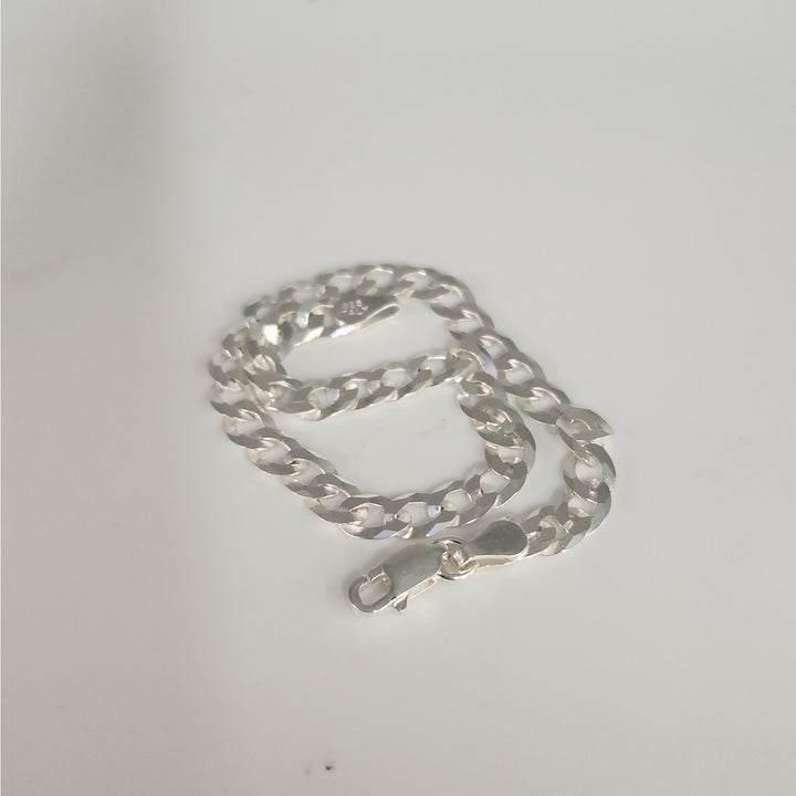 Elegant 925 sterling silver curb Cuban bracelet 8"