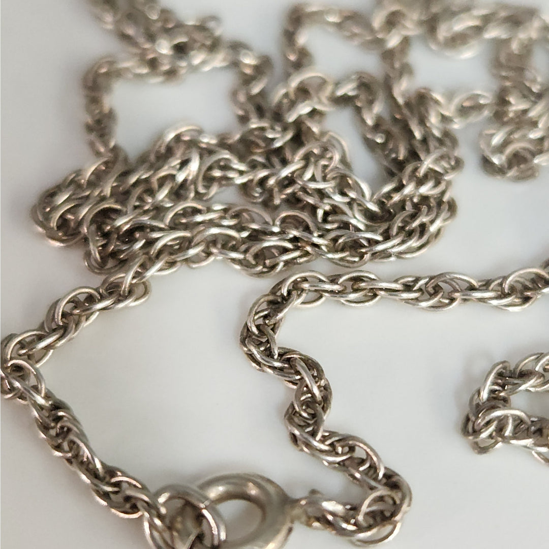 Patina 925 Sterling silver 22" Rope Necklace Classic antique finish silver chain