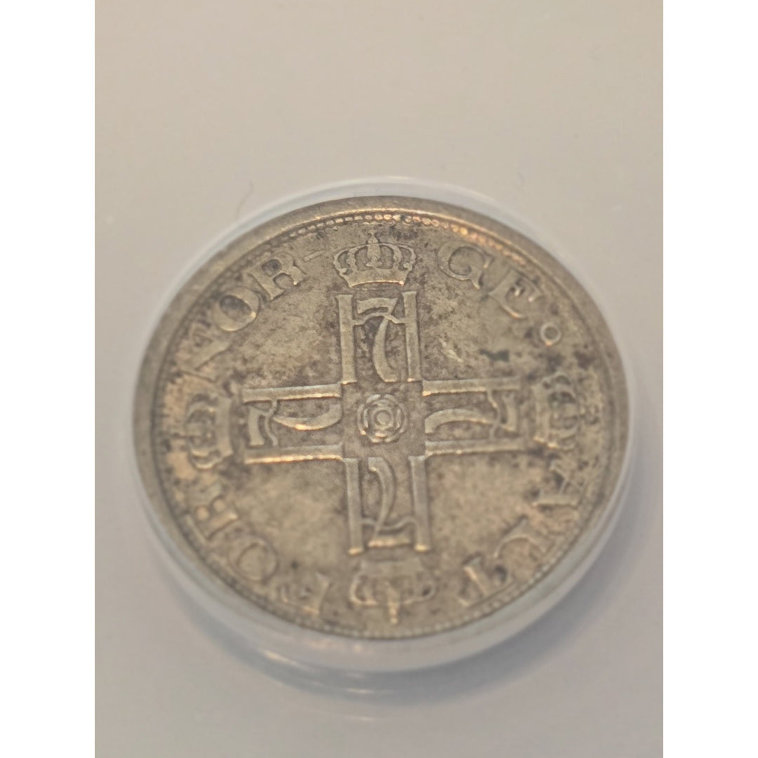 1916 Norway 25 Øre AU55 ANACS