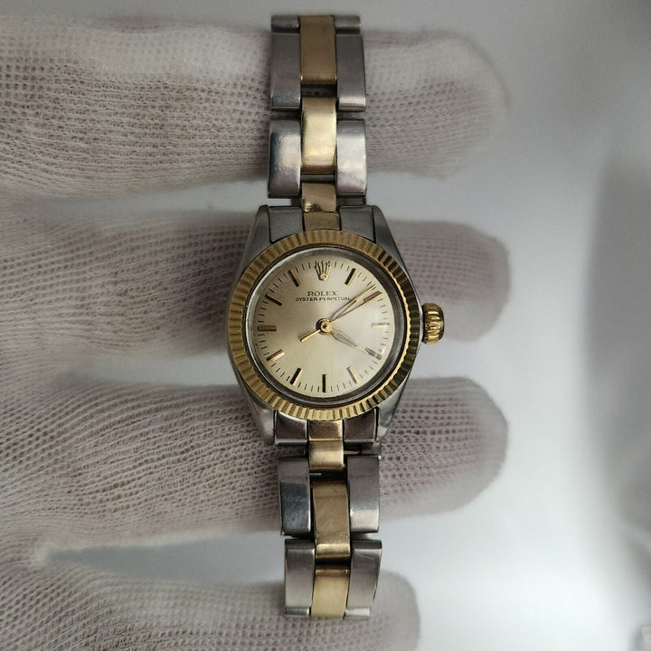 Rolex Oyster Perpetual 26mm Champagne Dial Two Tone Slainless Steel Women Watch