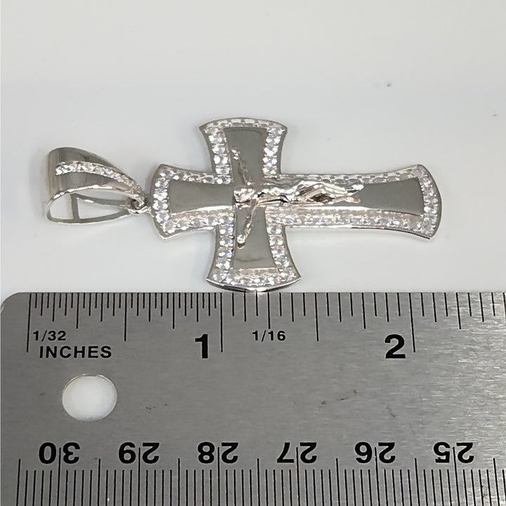925 Sterling Silver  CZ Crucifix Cross Pendant