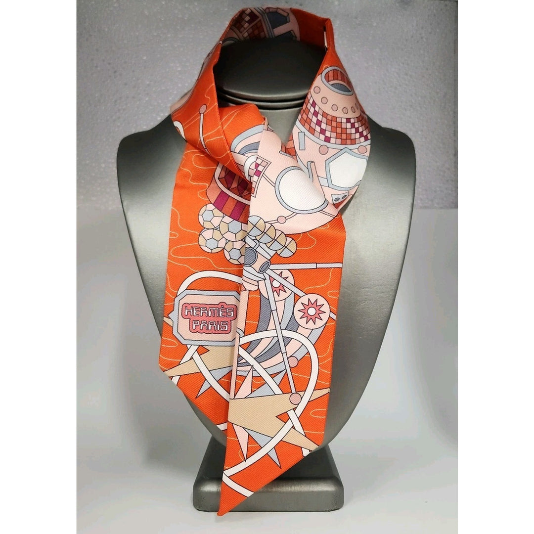 New Hermes Twilly Scarf 100% Silk Odyssey VE/Vermillion/Rose Color