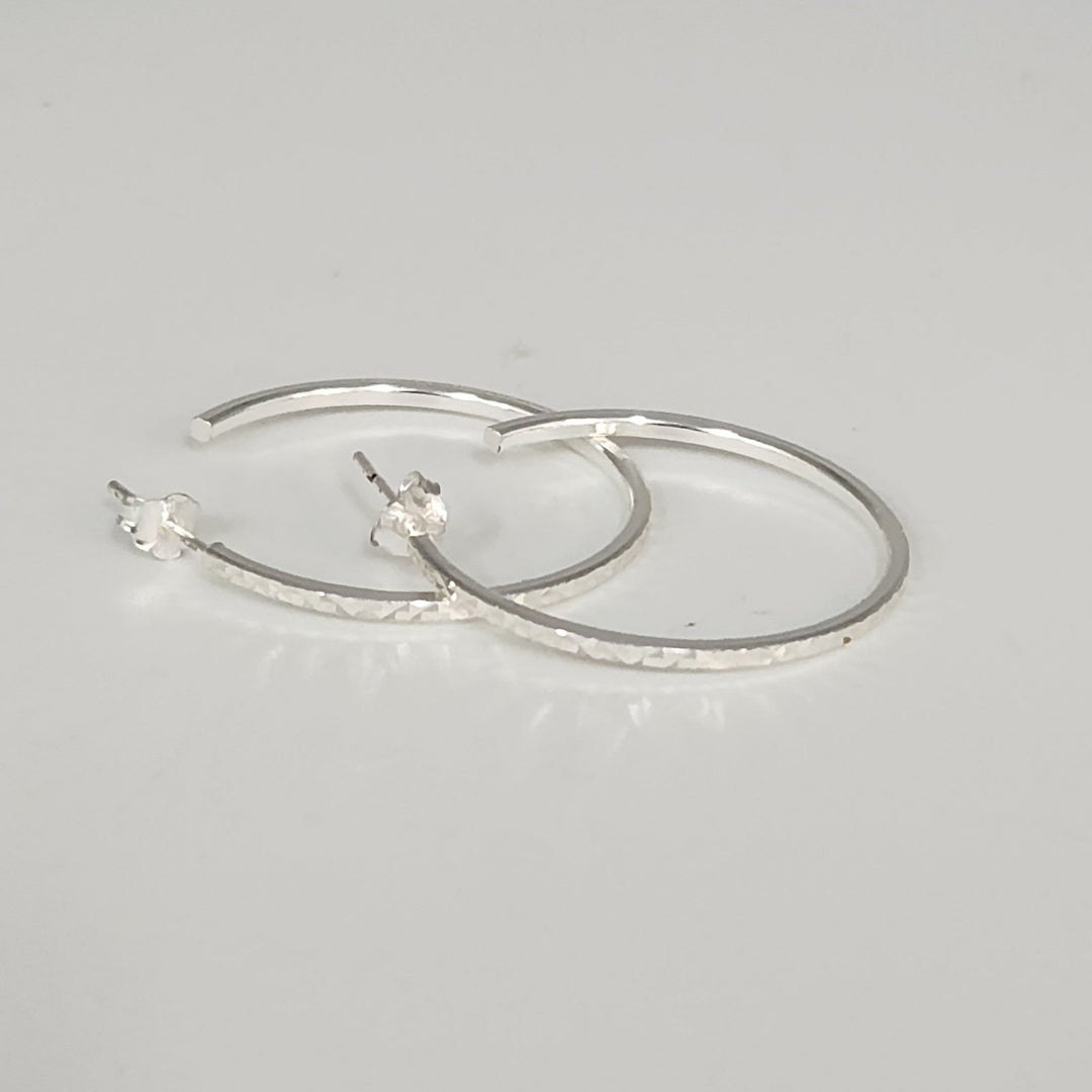 Classic Sterling Silver Diamond Cut Lightweight Hoops Earrings