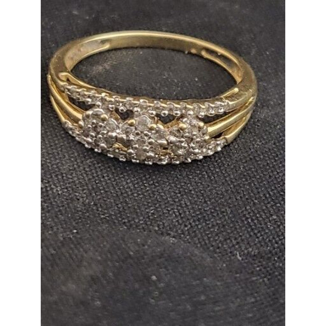 10k Yellow Gold triple row Diamond With 2g Of Gold Size 7