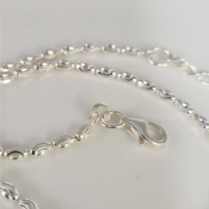 Fancy 925 Sterling Silver wave Pattern Anklet 10"