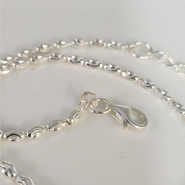 Fancy 925 Sterling Silver wave Pattern Anklet 10"