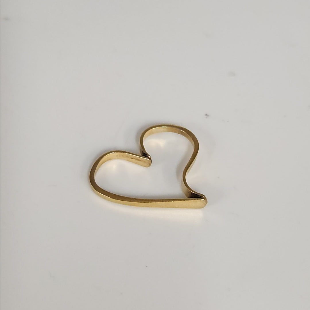 10K Yellow Gold Open Heart Pendant Minimalist Love Charm