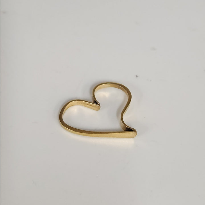 10K Yellow Gold Open Heart Pendant Minimalist Love Charm