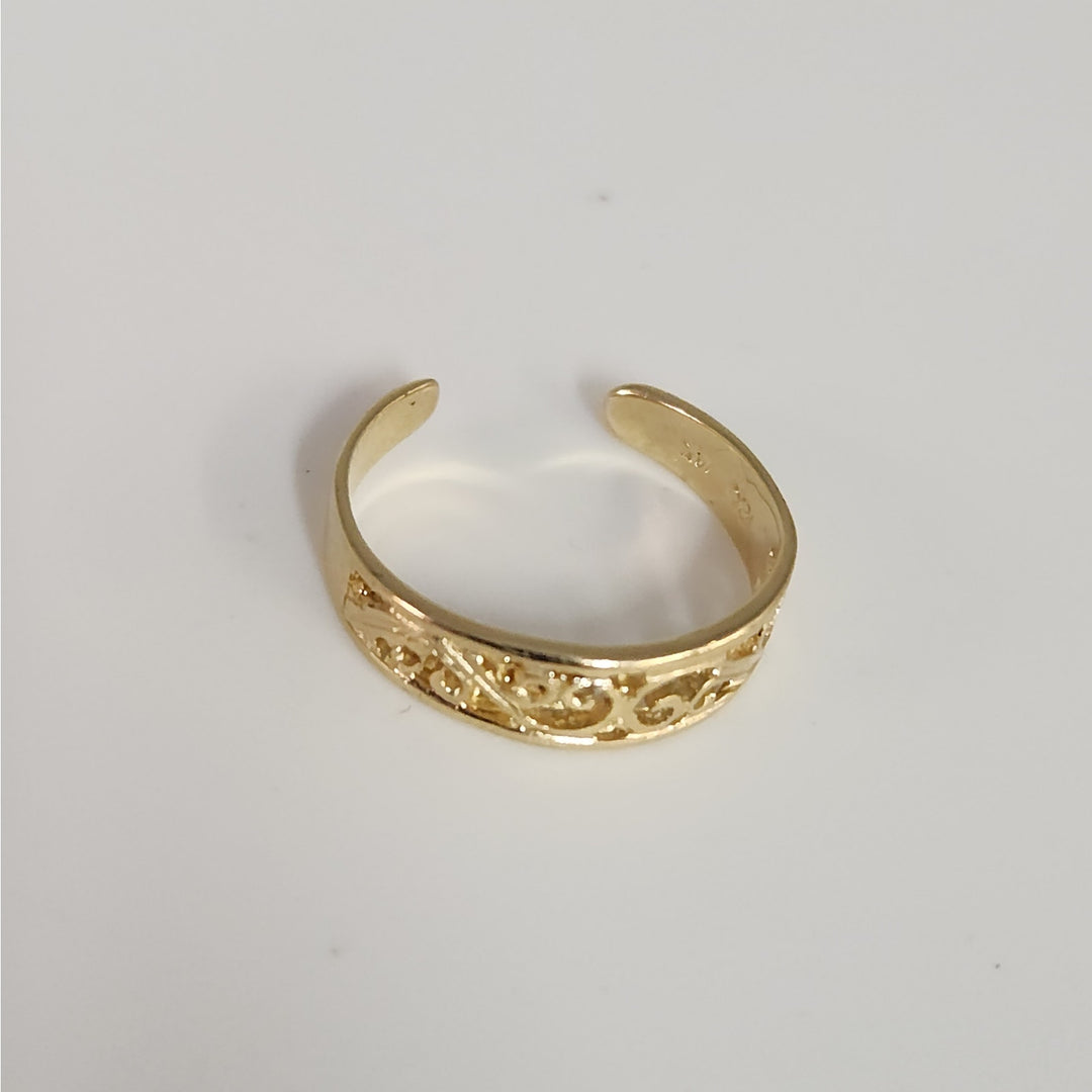 14k Yellow Gold Filigree Adjustable Toe Ring