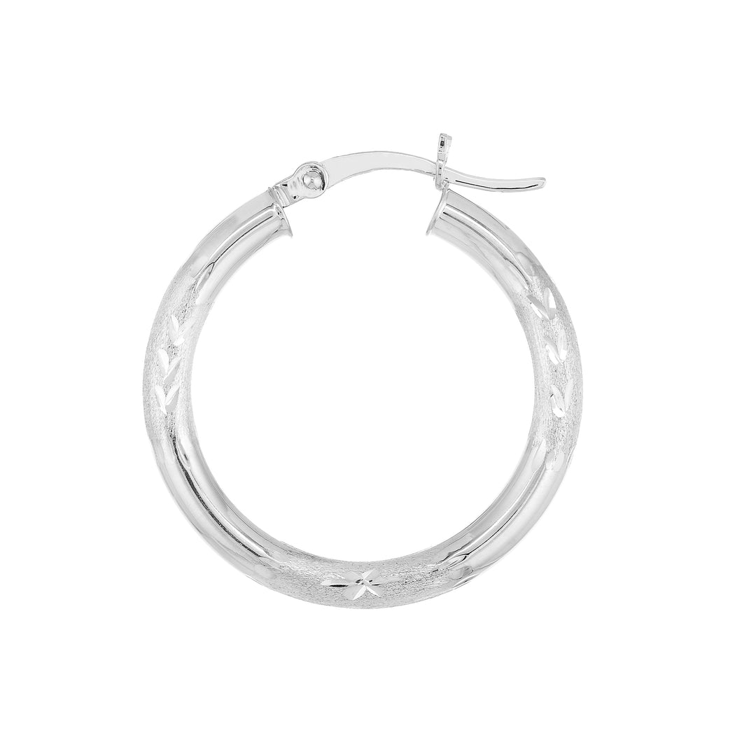 3x25mm D/C Florentine Round Hoop Earrings