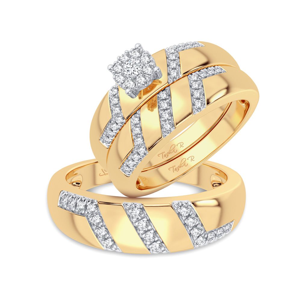 14K Yellow Gold 0.33CT Diamond Womens Trio Jewelry Set