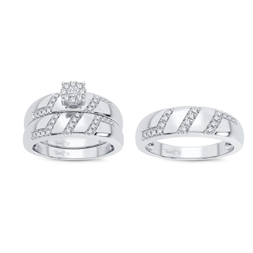 14k White Gold Lab Diamond Trio Set for Women