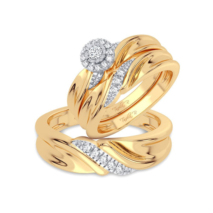 14k Yellow Gold Lab Diamond Trio Set for Modern Women