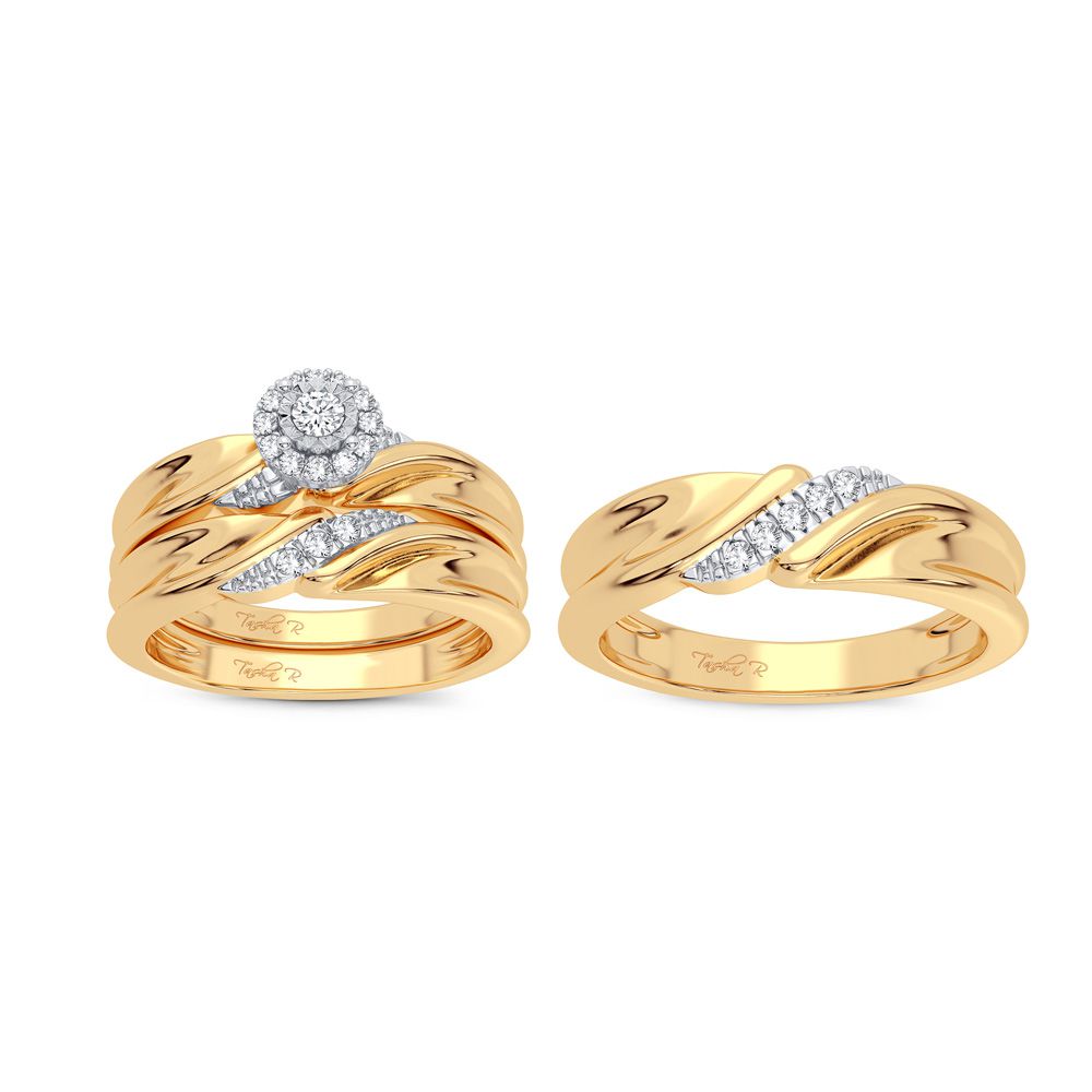 14k Yellow Gold Lab Diamond Trio Set for Modern Women