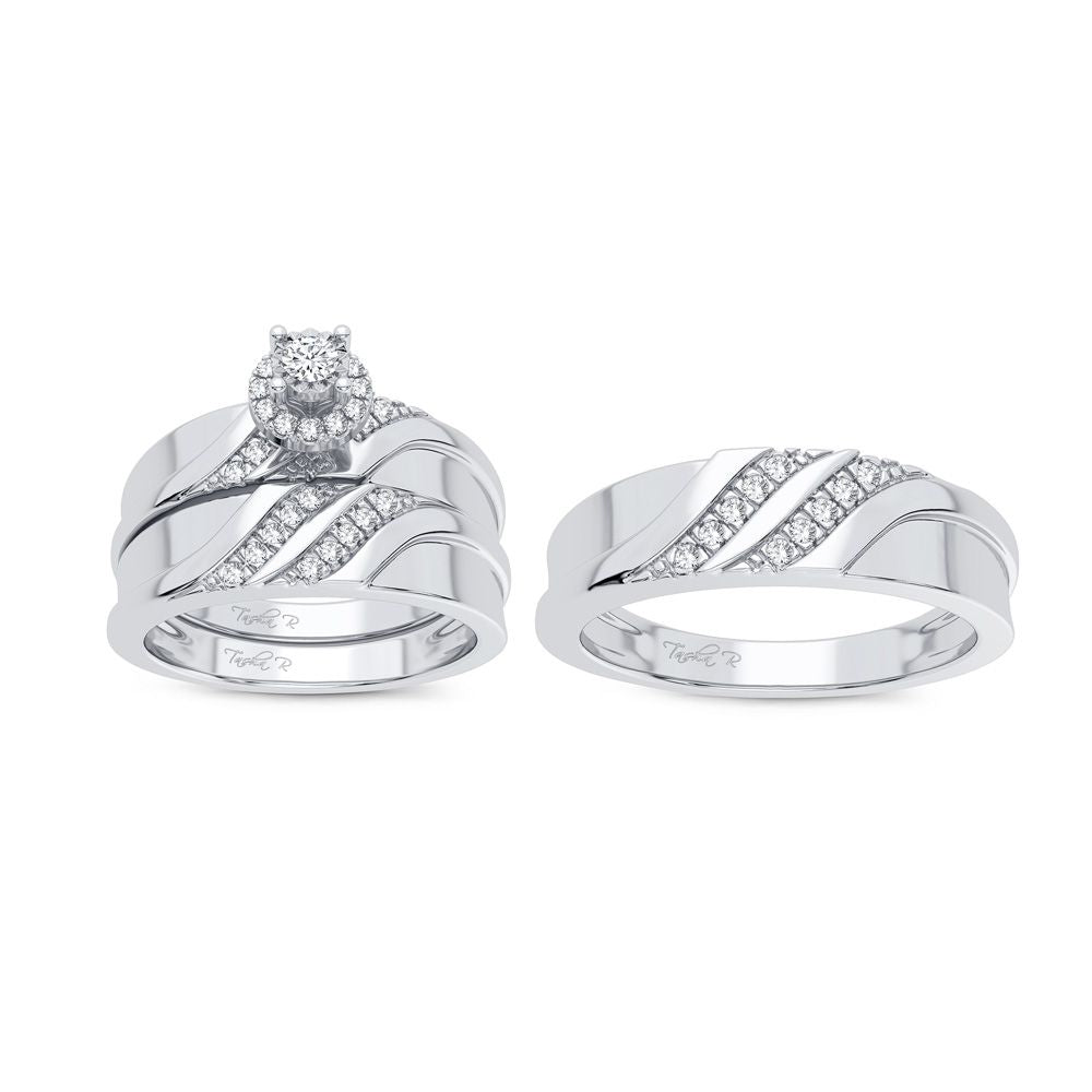 14k White Gold Lab Diamond Trio Set for Women