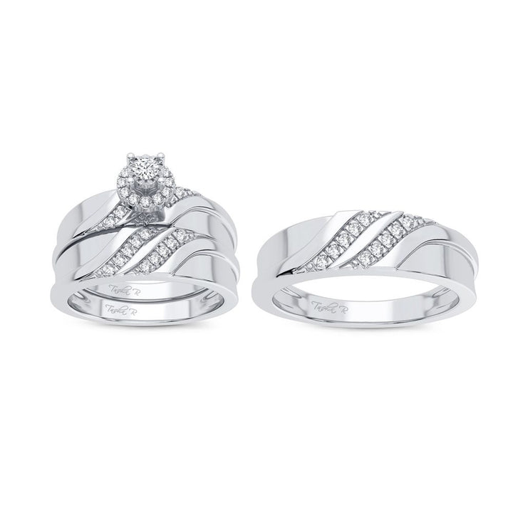 14k White Gold Lab Diamond Trio Set for Women