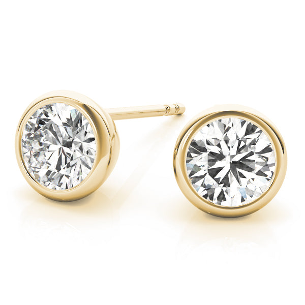 14K Yellow Gold Diamond Single Stone Stud Earrings