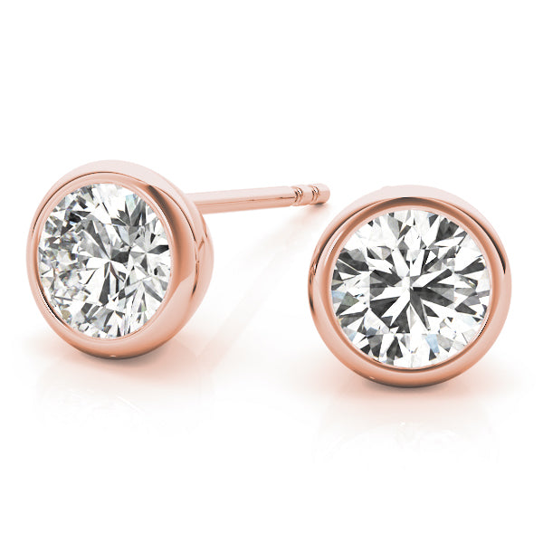 14K Rose Gold Round Lab Diamond Stud Earrings