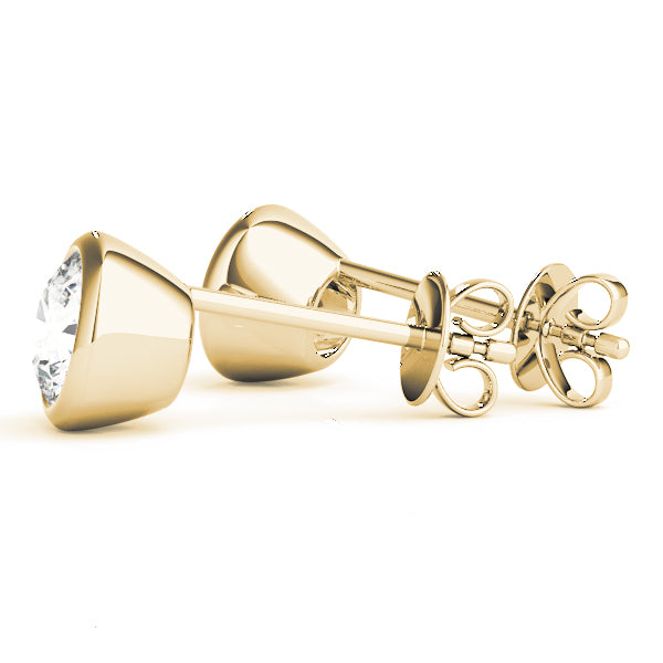 14K Yellow Gold Diamond Single Stone Stud Earrings