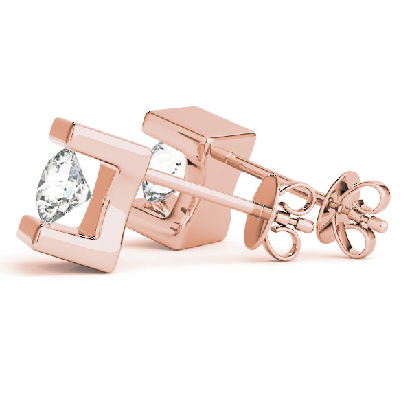 14K Rose Gold Round Lab Diamond Stud Earrings