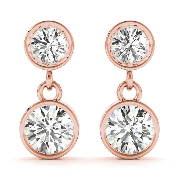 Lab Diamond Rose Gold Single Stone Stud Earrings