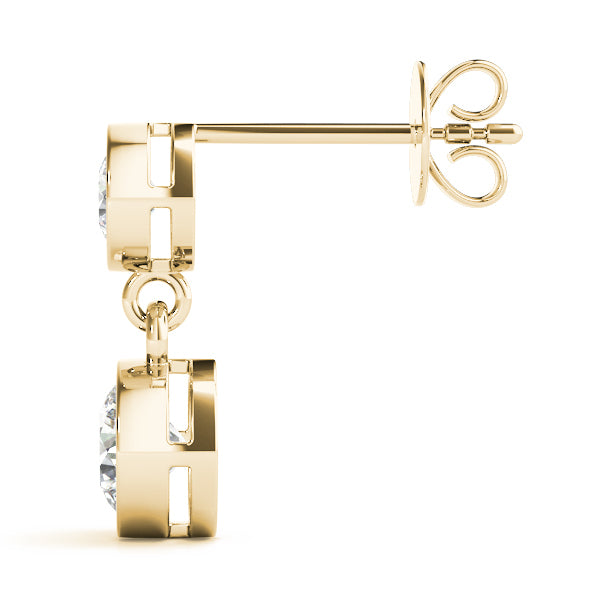 14K Yellow Gold Lab Diamond Solitaire Earring Pair