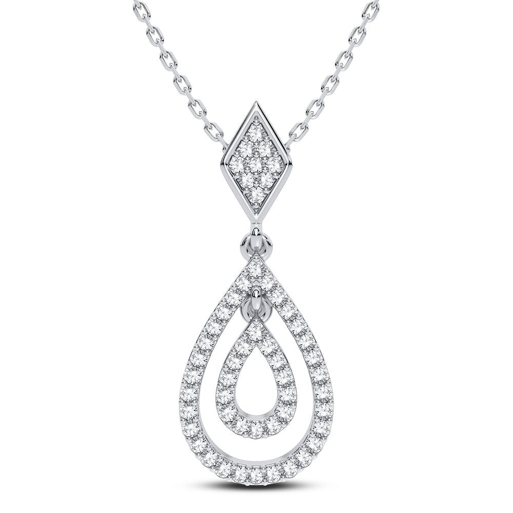 14K White Gold 0.19CT Diamond Pendant