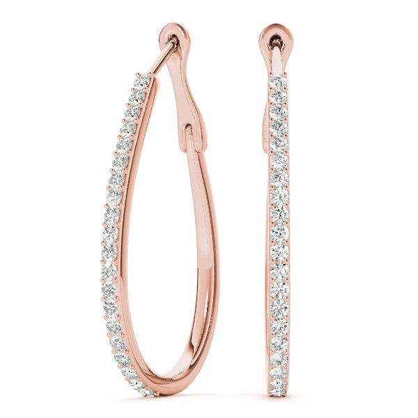 14K Rose Gold Diamond Hoop Earrings