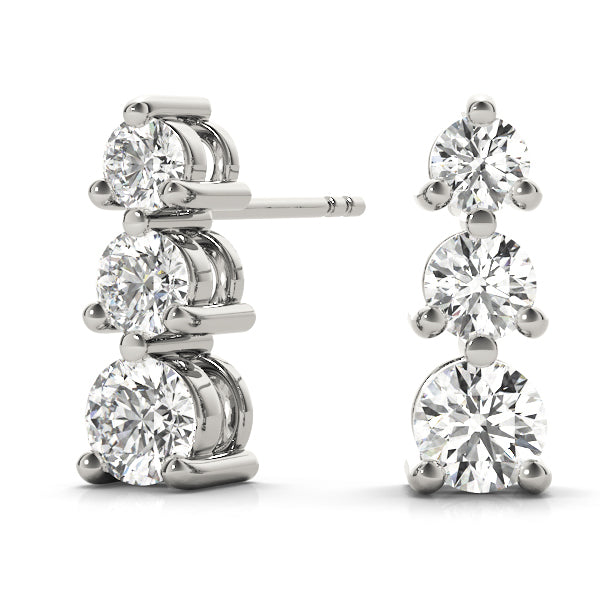 Lab Diamond 3-Stone Round Earring Pair