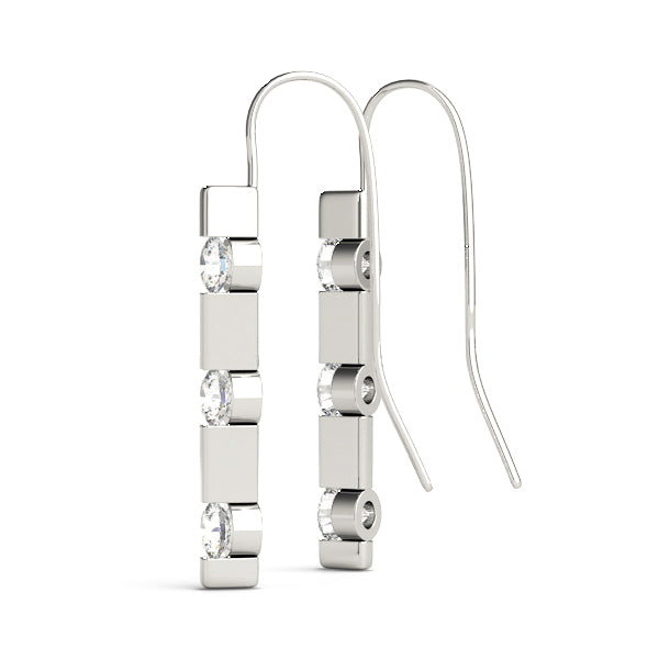 Lab Diamond 3 Stone Round Earrings