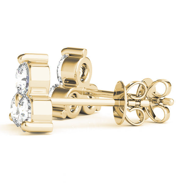 14K Yellow Gold Lab Diamond 3-Stone Earrings