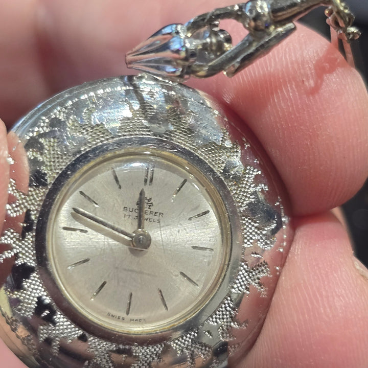 Vintage Bucherer 17 Jewel Swiss Mechanical Pendant w/ Chain
