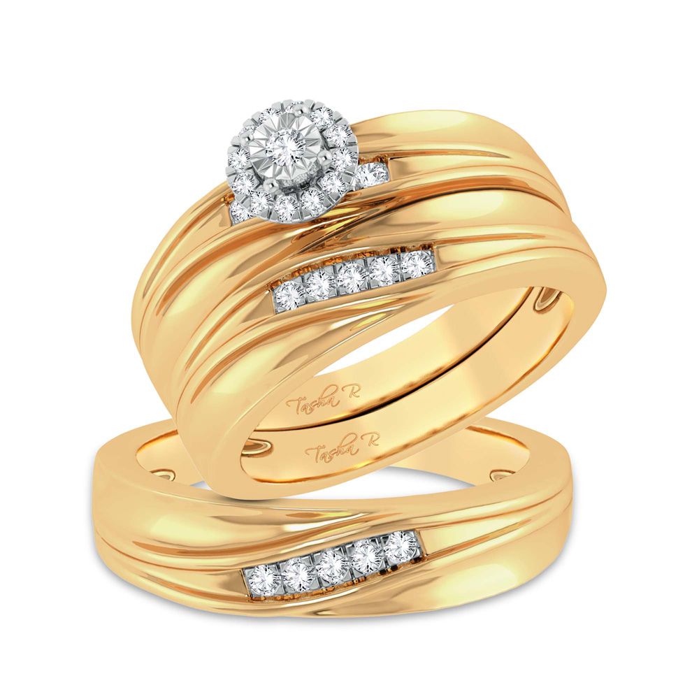 14k Yellow Gold 0.20ct Diamond Womens Trio Jewelry Set