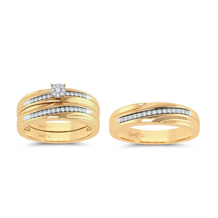 14k Yellow Gold 0.25ct Lab Diamond Trio Wedding Set