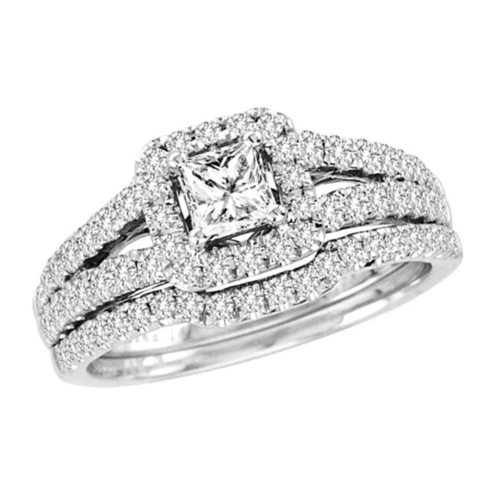 14K White Gold 1.16CT Diamond Bridal Ring