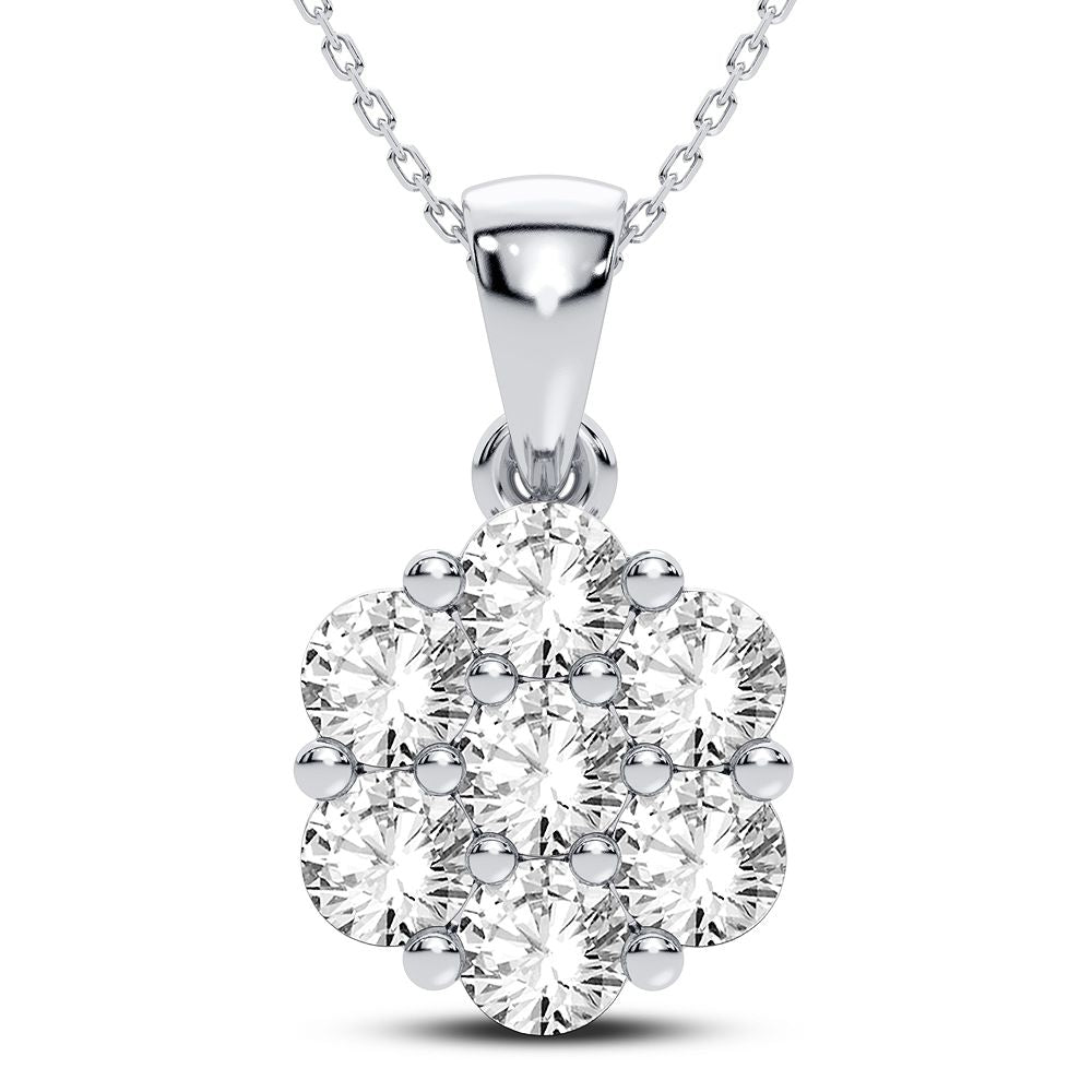 14K White Gold 1.50CT Diamond Pendant