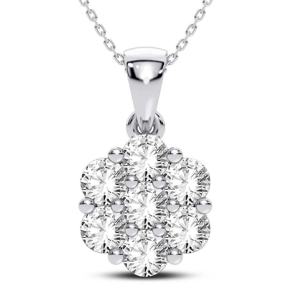 Luminous 14k White Gold Lab Diamond Flower Pendant