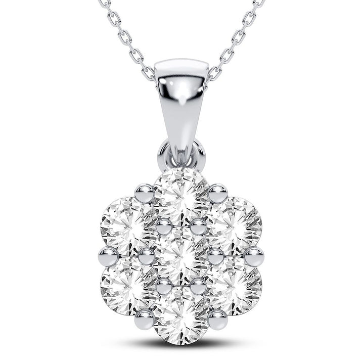 Luminous 14k White Gold Lab Diamond Flower Pendant